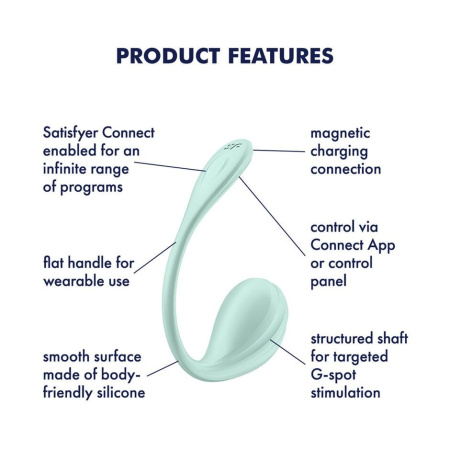 Смарт-виброяйцо Satisfyer Smooth Petal Connect App Mint || Смарт-віброяйце Satisfyer Smooth Petal Connect App Mint