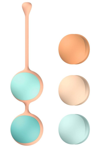 Вагинальные шарики Liebe Kewos — Peach/Mint, 5 шариков в комплекте, 15, 25, 35, 45 и 55 г
