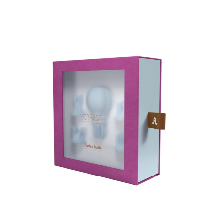 Вибратор Adrien Lastic Caress Blue с крутящимися насадками для стимуляции эрогенных зон || Вібратор Adrien Lastic Caress Blue з насадками для стимуляції ерогенних зон, які обертаються.