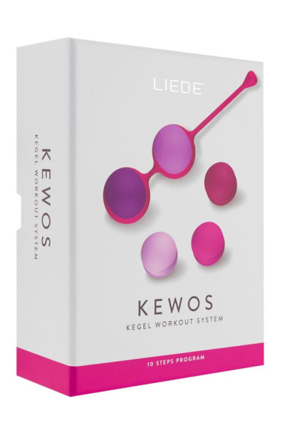 Вагинальные шарики Liebe Kewos — Cerise/Candy Violet, 5 шариков в комплекте, 15, 25, 35, 45 и 55 г