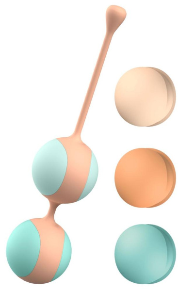 Вагинальные шарики Liebe Kewos — Peach/Mint, 5 шариков в комплекте, 15, 25, 35, 45 и 55 г