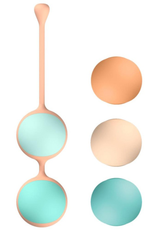 Вагинальные шарики Liebe Kewos — Peach/Mint, 5 шариков в комплекте, 15, 25, 35, 45 и 55 г || Вагінальні кульки Liebe Kewos — Peach/Mint, 5 кульок у комплекті, 15, 25, 35, 45 та 55 г