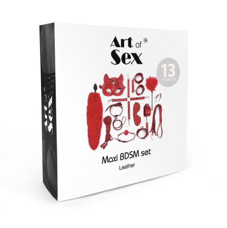 Набор BDSM Art of Sex – Maxi BDSM Set Leather, 13 предметов, черный, натуральная кожа || Набір BDSM Art Of Sex – Maxi BDSM Set Leather, 13 предметів, чорний, натуральна шкіра