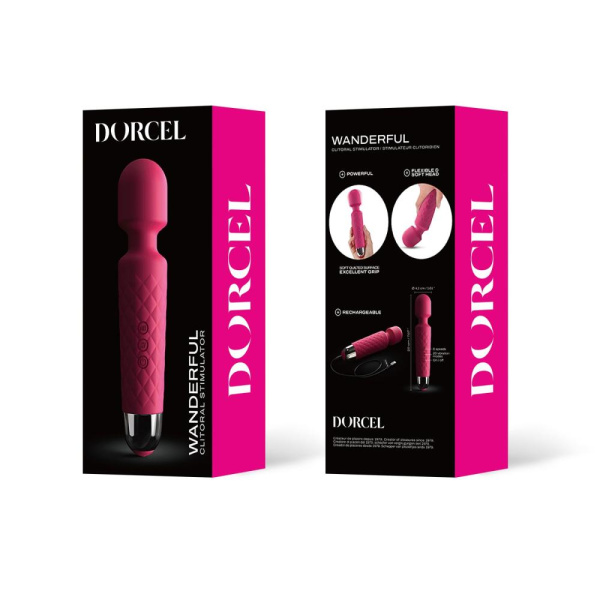 Минивибромассажер Dorcel Wand Wanderful Magenta мощный, водонепроницаемый, 18 режимов работы