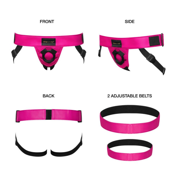 Трусы для страпона Strap-On-Me Leatherette Harness Curious  Fuchsia