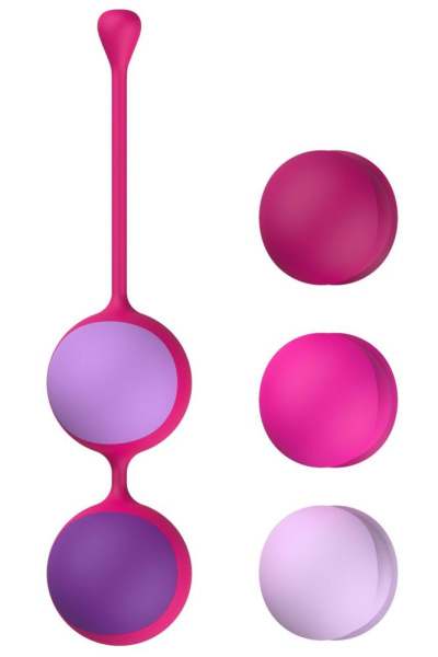 Вагинальные шарики Liebe Kewos — Cerise/Candy Violet, 5 шариков в комплекте, 15, 25, 35, 45 и 55 г