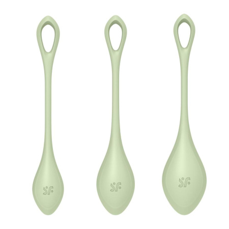 Набор йони бусин Satisfyer Yoni Power 2 Light Green, диаметр 2-2,5-3см, вес 22-44-73гр || Набір йоні намистин Satisfyer Yoni Power 2 Light Green, диаметр 2-2,5-3см, вес 22-44-73гр
