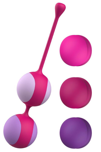 Вагинальные шарики Liebe Kewos — Cerise/Candy Violet, 5 шариков в комплекте, 15, 25, 35, 45 и 55 г
