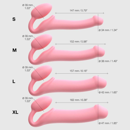 Безремневой страпон Strap-On-Me Rose L, полностью регулируемый, диаметр 3,7см || Безремінний страпон Strap-On-Me Rose L, повністю регульований, діаметр 3,7 см