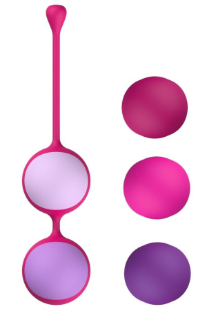 Вагинальные шарики Liebe Kewos — Cerise/Candy Violet, 5 шариков в комплекте, 15, 25, 35, 45 и 55 г || Вагінальні кульки Liebe Kewos — Cerise/Candy Violet, 5 кульок у комплекті, 15, 25, 35, 45 та 55 г